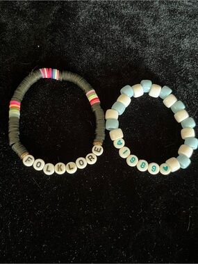 🖤 Lot of 2 Taylor Swift Inspired Folklore & 1989 Beaded Stretch Bracelets